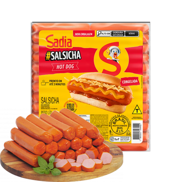 SALSICHA HOT DOG SADIA CONGELADA KG - R$8.99 - CX/12 - 7891515593452