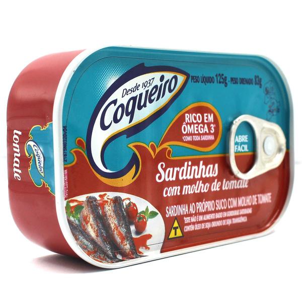 SARDINHA COQUEIRO MOLHO TOMATE 125G - R$4.71 - CX/54 - 7896009301063