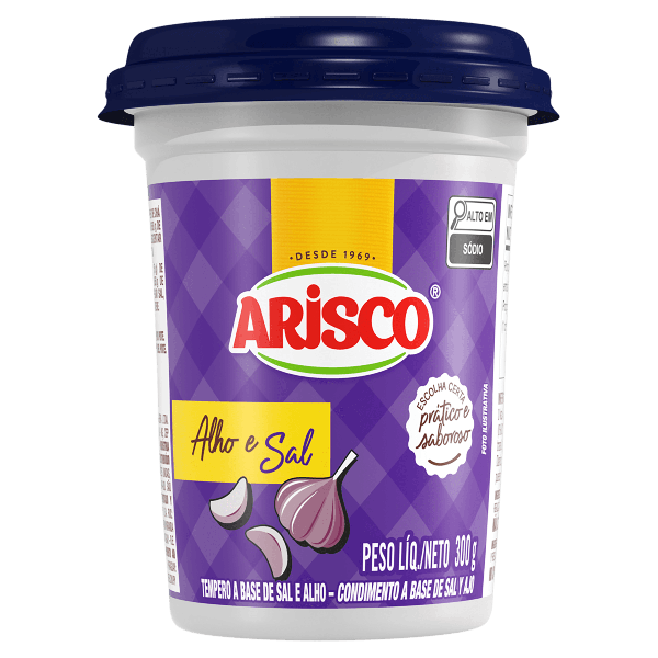 TEMPERO ARISCO ALHO E SAL PT 300G - R$5.17 - CX/24 - 7891700012102