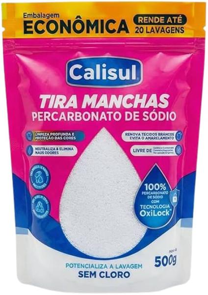 TIRA MANCHAS PERCARBONATO DE SODIO CALISUL 500G - R$12.77 - CX/24 - 0074468763609