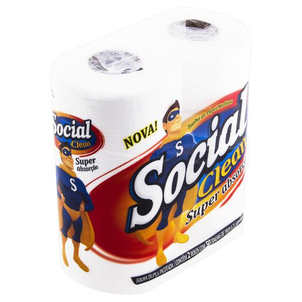 TOALHA PAPEL SOCIAL CLEAN FD 2UND 50FL - R$3.27 - FD/12 - 7896914000716