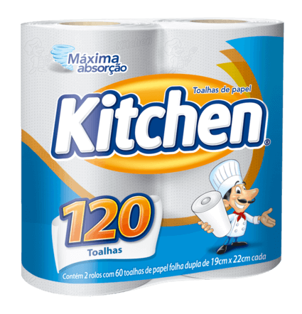 TOALHAS DE PAPEL KITCHEN FD 120 FOLHAS - R$3.98 - FD/12 - 7896061920202
