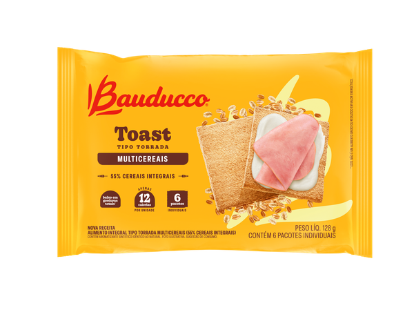 TORRADA TOAST BAUDUCCO CEREALE MULTICEREAIS 128G - R$3.00 - CX/24 - 7891962058719