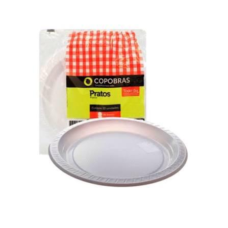 PRATO PLAST RASO  21CM GPACK BRANCO C/10UN