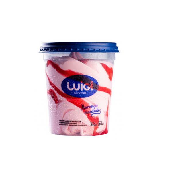 SORVETE MORANGO MESCLADO LUIGI 500ML