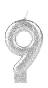 VELA GLITTER BRANCO RAINHA FESTA N 9