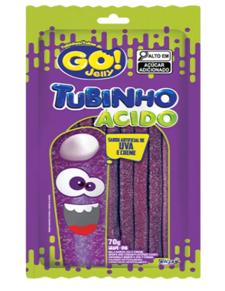 BALA GELATINA GO JELLY TUBES UVA ACIDO 70G