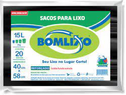 SACO LIXO BOMLIXO 15LT PTO 20UN