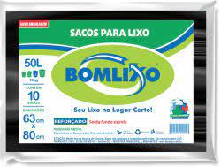 SACO LIXO BOMLIXO 50LT PTO 10UN