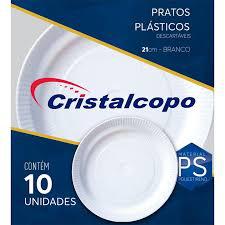 PRATO DESCARTAVÉL CRISTALCOPO 21CM CONTÉM 10 UNIDADES