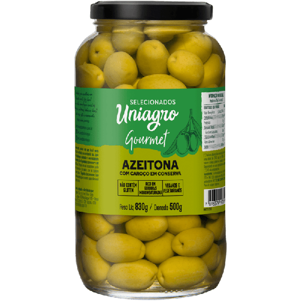 Azeitona Verde Uniagro 500g C/ Caroco