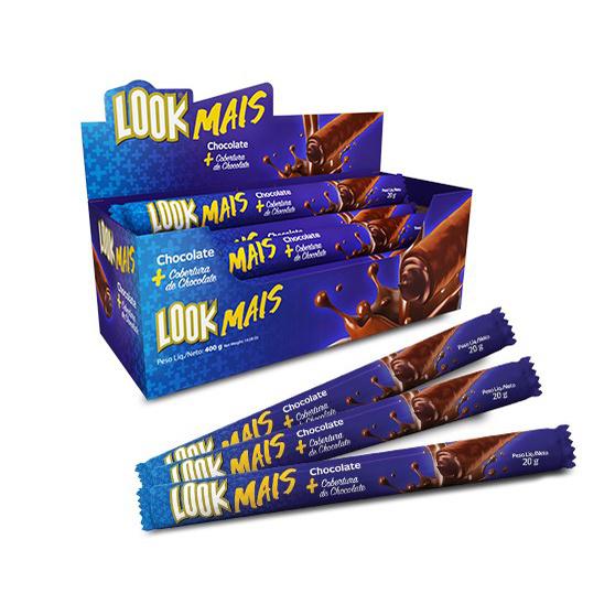 Canudo Recheado Look 20g Mais Chocolate
