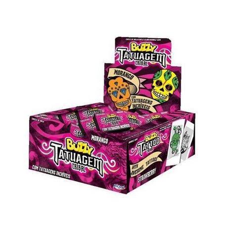 Chicle Buzzy Tattoo 300g 100un Studio Morango