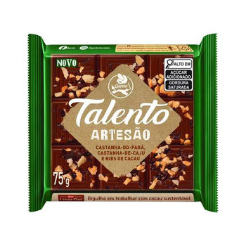 Chocolate Garoto Talento 75g Artesao Castanha Nibs