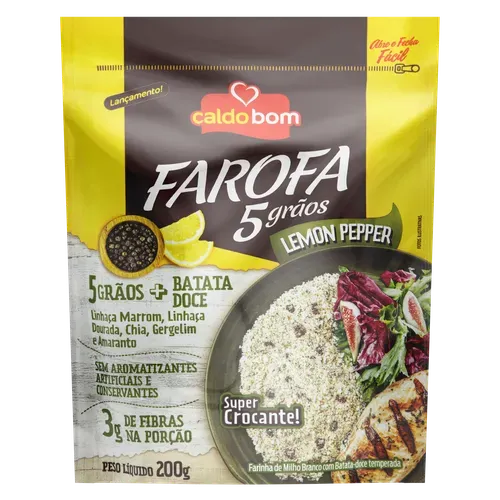 Farofa Caldo Bom 200g 5 Graos Lemon Pepper