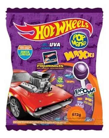 Pirulito Pop Mania Maxxi 672g Hot Wheels Uva