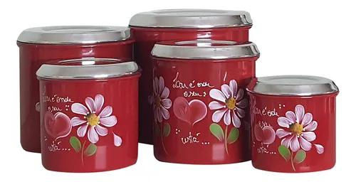 CONJ MANTIMENTO DEC FLORAL RED 5PC 1,6/3,2/5,1LT