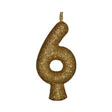 VELA ANIVERSARIO DOCE FESTA SUPER GLITER OURO N.6