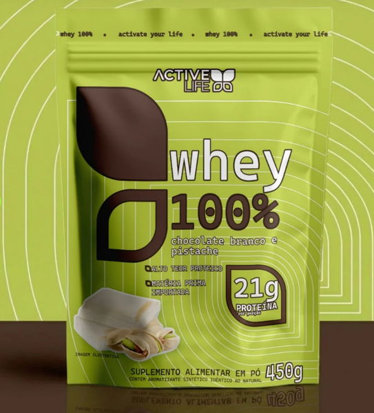 Whey 100% Active Life 450g Choc Bco C/Pistache