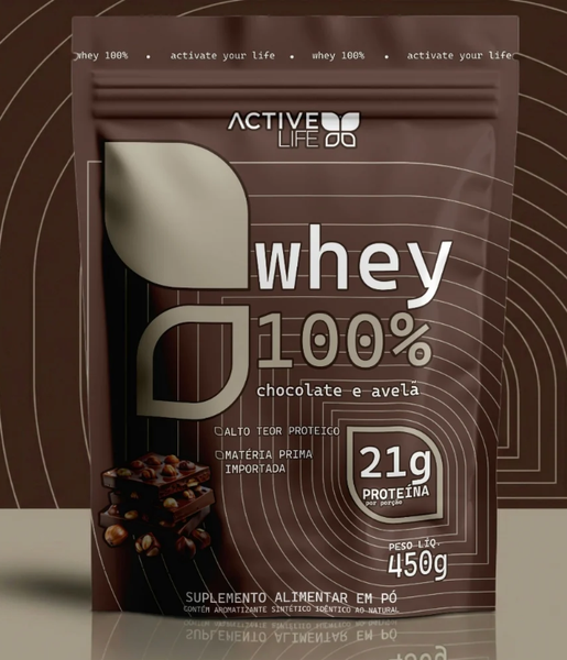 Whey 100% Active Life 450g Choc C/Avelã
