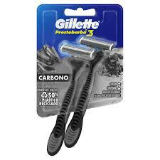 APARELHO DE BARBEAR GILLETTE PRESTOBARBA3 CARBONO C/2
