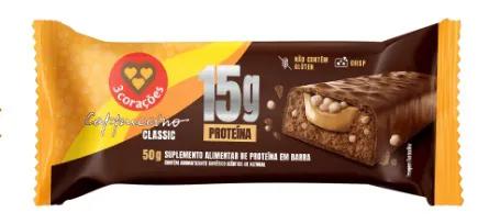 BARRA PROTEINA 3COR CAPPUCCINO CLASSIC 50G