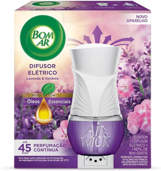 DIFUSOR ELETRICO BOM AR LAVANDA E GERANIO AP+REFIL 16ML