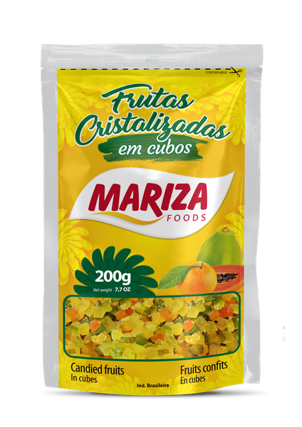 FRUTAS CRISTALIZADAS EM CUBOS MARIZA SCH 200G