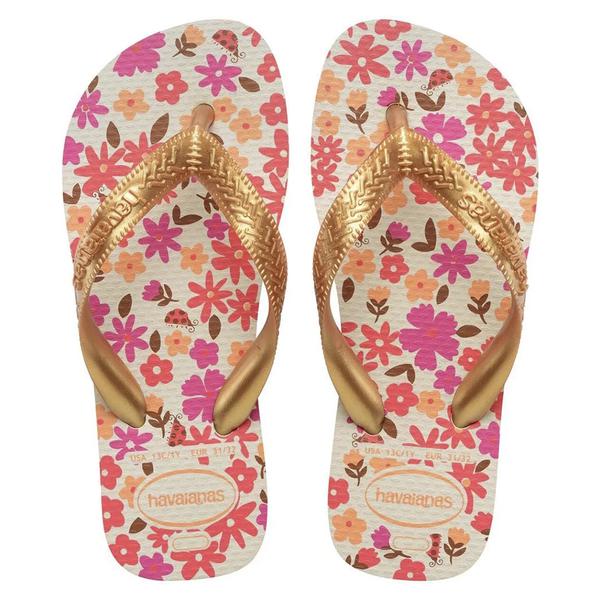 HAVAIANA KIDS FLORES BEGE/DOURADO 33/34