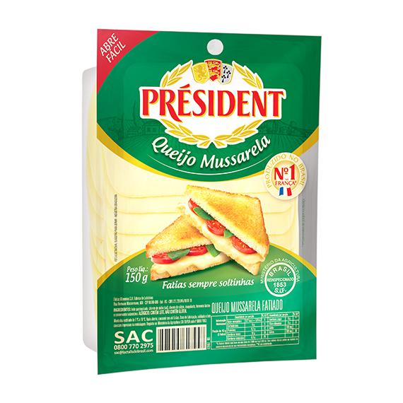 QUEIJO MUSSARELA FATIADO PRESIDENT 150G