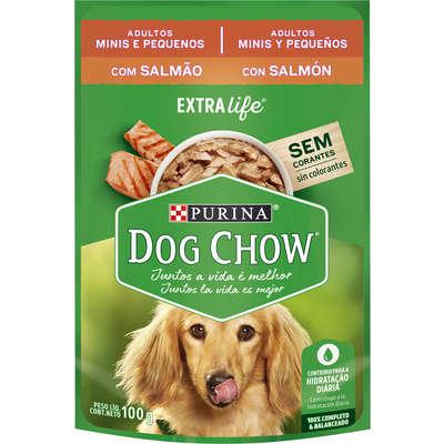 RACAO DOG CHOW ADULTOS CARNE/FGO/SALMAO 85G