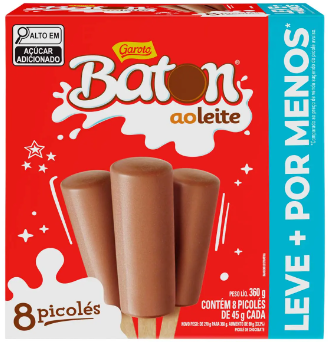 PACK PICOLE GAROTO LV+ PG- 360G BATON AO LEITE