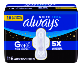 ABSORVENTE ALWAYS ACTIVE COM ABAS NOTURNO L16P14