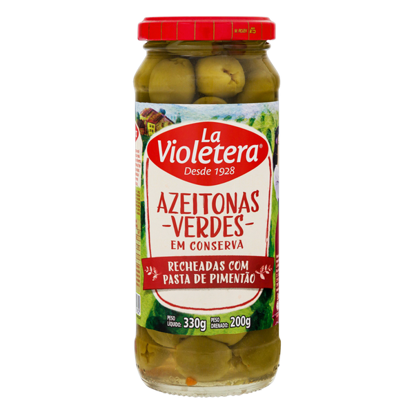 AZEITONA LA VIOLETER VERDE RECH COM PIMENTA 200G