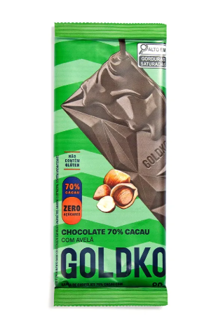 BARRA CHOCOLATE GOLDKO 80G CHOC 70%+ AVELA