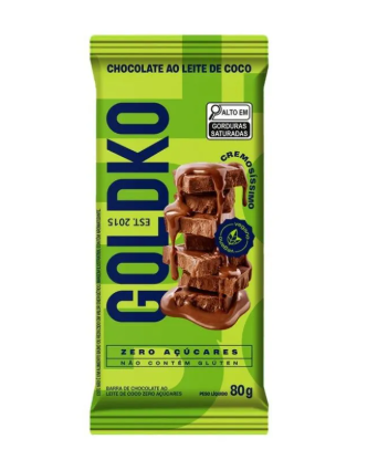 BARRA CHOCOLATE GOLDKO AO LEITE VEGANA 80G