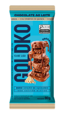 BARRA CHOCOLATE GOLDKO LEITE + CRISPY DE QUINOA 80G