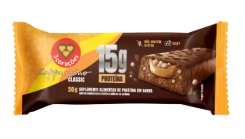 BARRA PROTEICA 3 CORACOES CAPPUCCINO CLASSIC 50G