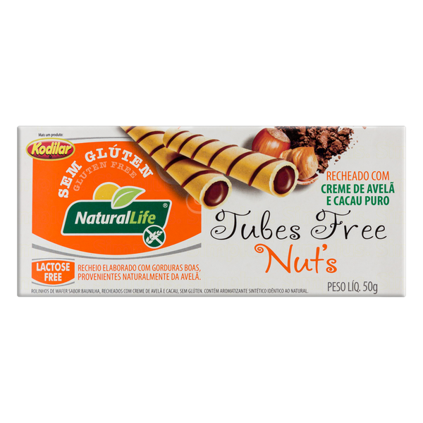 BISCOITO KODILAR TUBES FREE CREME AVELA E CACAU 50G