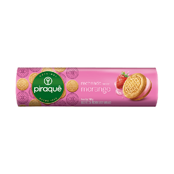 BISCOITO RECHEADO PIRAQUÊ MORANGO 160 G