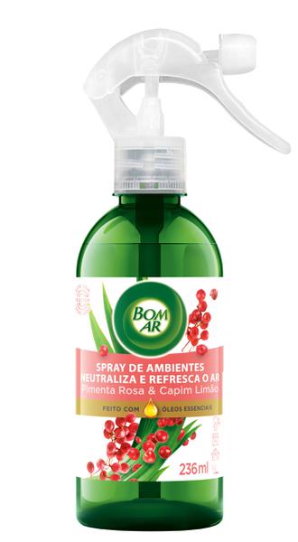 BOM AR SPRAY DE AMBIENTES PIMENTA-ROSA & CAPIM-LIMÃO REFIL 236ML