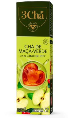 CAPSULA 3 CORAÇÕES CHÁ MAÇA VERDE COM CRANBERRY 30G