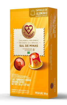 CAPSULA 3 CORACOES SUL DE MINAS COMPATÍVEL COM NESPRESSO 56G