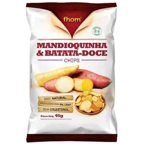 CHIPS BATATA DOCE FHOM 45 G MANDIOQUINHA E BATATA DOCE