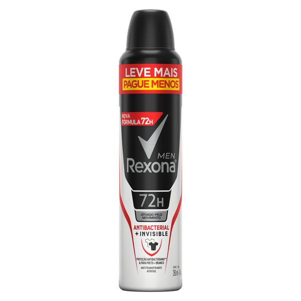 DESODORANTE AEROSOL REXONA MEN ANTIBACTERIAL + INVISIBLE 250ML