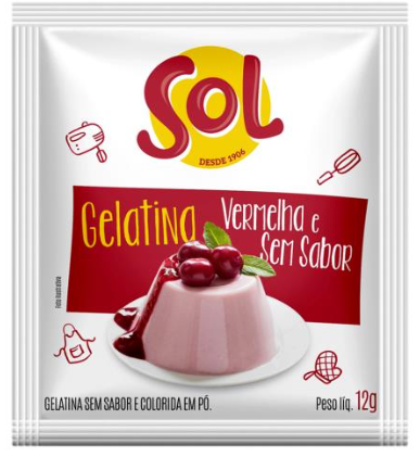 GELATINA SOL SEM SABOR VERMELHA 12G