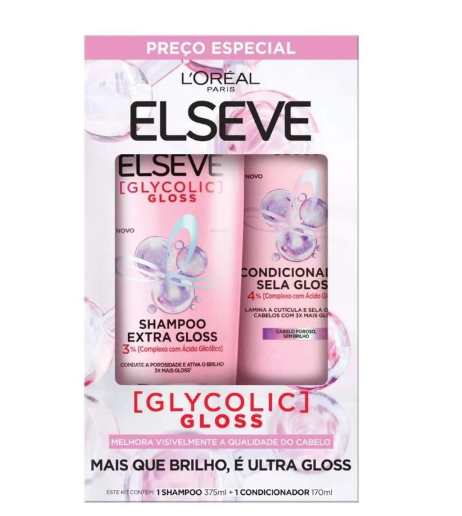 KIT SHAMPOO 375ML+COND 170ML ELSEVE 2 UN GLYCOLIC GLOSS