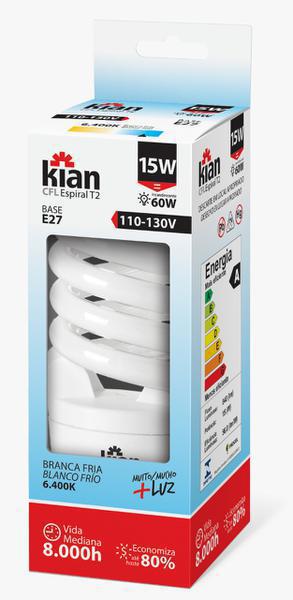 LÂMPADA ELETRICA KIAN ESPIRAL 15W 1 UN 6400K