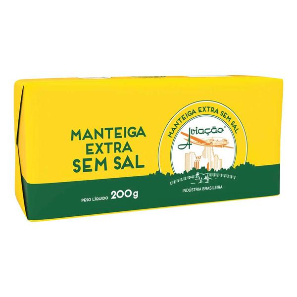MANTEIGA AVIAÇÃO SEM SAL TABLETE 200G
