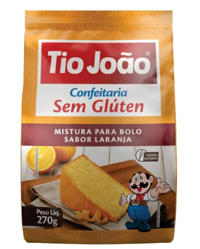 MISTURA DE BOLO TIO JOAO 270G LARANJA SEM GLÚTEN